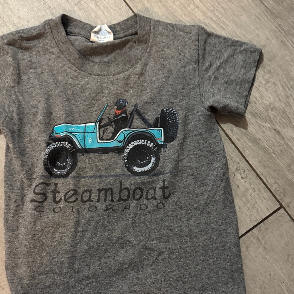 Gray T-Shirt with Blue Jeep Graphic